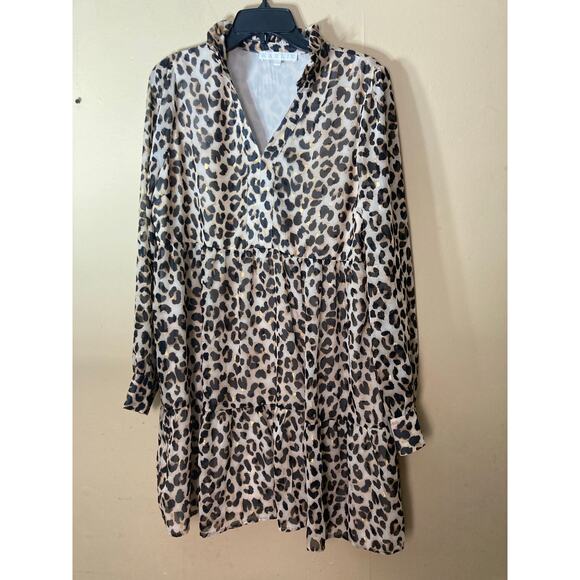 Karlie‎ Dress Animal Print elastic waist Mini Size Large - Picture 1 of 11